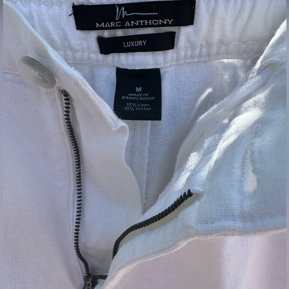 Marc Anthony Luxury Women’s White Linen Pants Size Medium - Picture 7 of 8